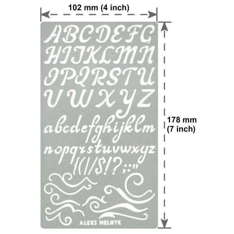 Aleks Melnyk No.34.2 Metal Wood Burning Alphabet and Number Stencil, Letter Template, Journal Stencil for Engraving Wood and Pattern, Bullet Journaling - Image 4